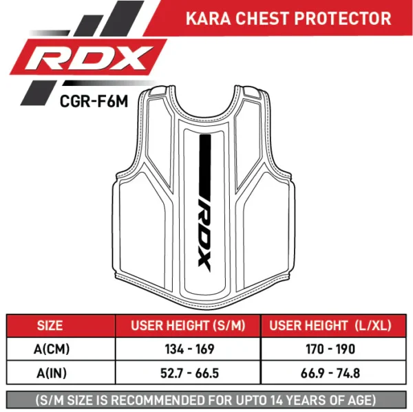 RDX F6M Kara Trainer Brustschutz - Größentabelle