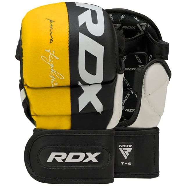 RDX T6 MMA Handschuhe Sparring gelb - Rückhand und Innenhand