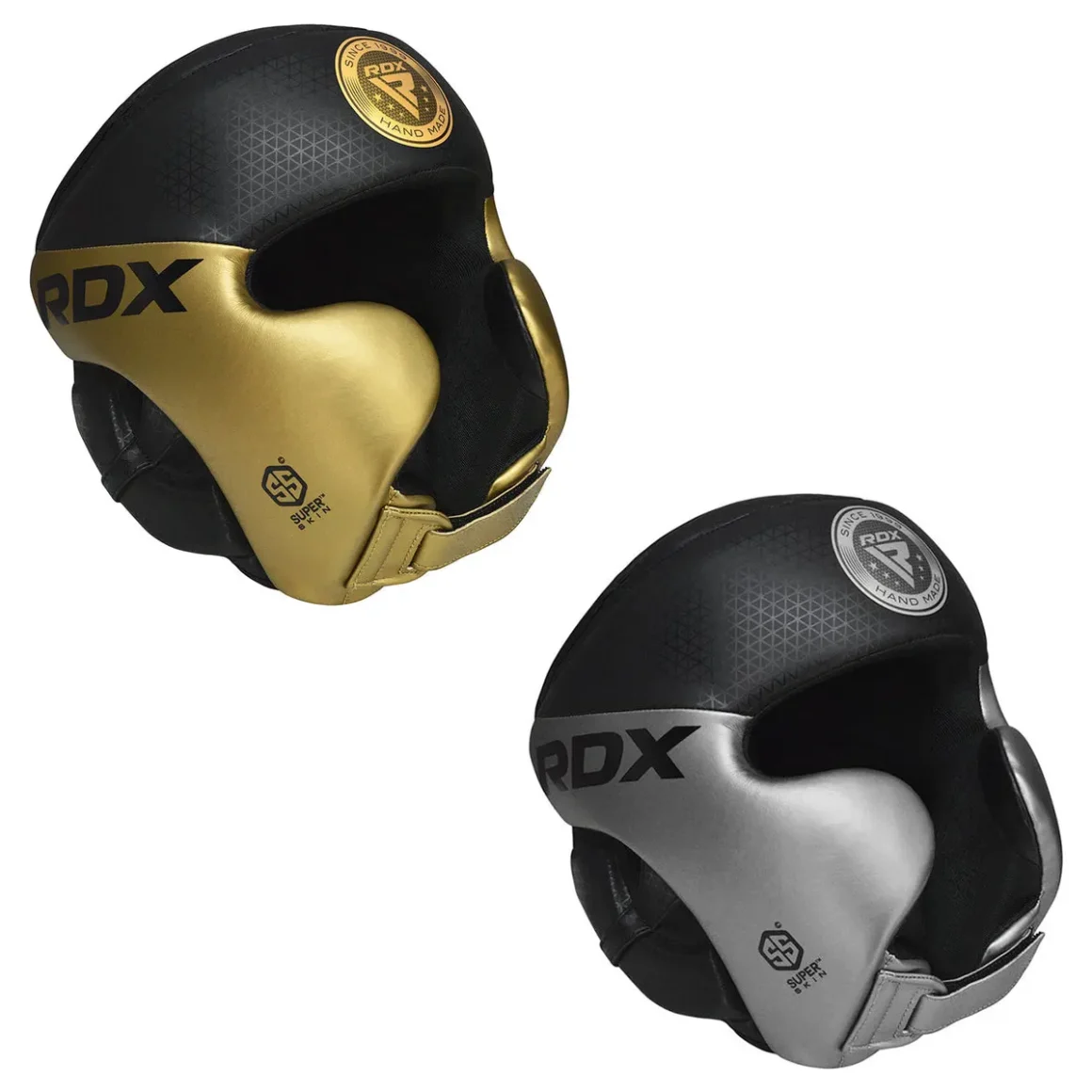 RDX L1 Mark Vollschutz Boxtraining Kopfschutz gold, silber - Vorderansicht