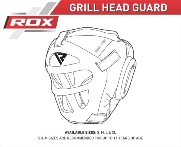 RDX Kopfschutz Größen S,M,L & XL - Die Größen S & M werden für ein Alter von bis zu 14 Jahren empfohlen