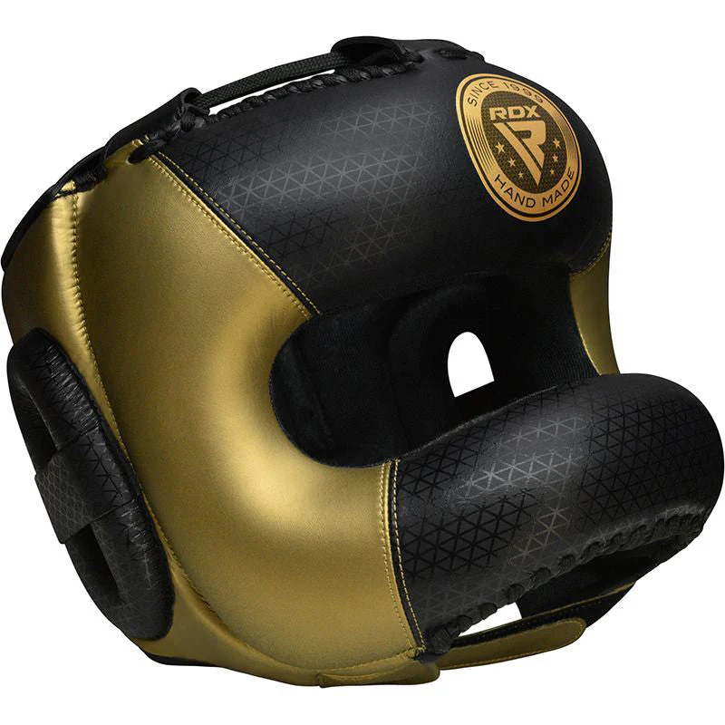 RDX L2 Mark Pro Kopfschutz mit Nasenschutzbügel Gold - Vorderansicht