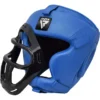 RDX T1F Kopfschutz mit abnehmbarem Gesichtskäfig blau - Seitenansicht mit offenem Gitterschutz