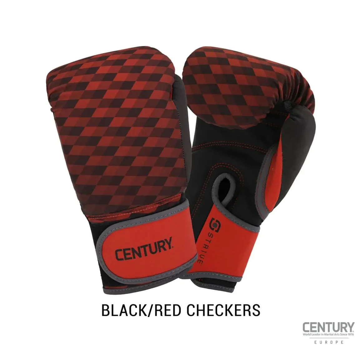 Century Strive waschbare Boxhandschuhe black/red checkers - Rückhand und Innenhand leicht überlagert