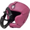 RDX T1F Kopfschutz mit abnehmbarem Gesichtskäfig pink - Seitenansicht mit offenem Gitterschutz