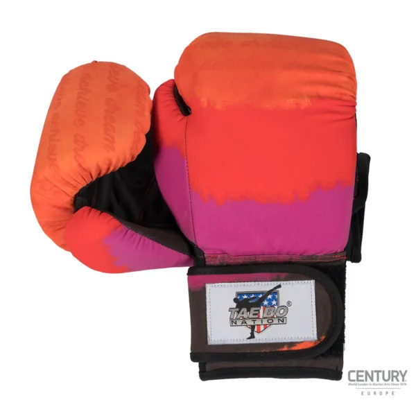 Century Tae Bo Nation waschbare Boxhandschuhe Dream Sunrise - Rückhand liegt auf Innenhandschuh seitlich