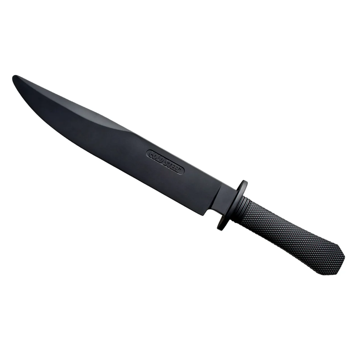 Cold Steel Trainingsmesser Laredo Bowie aus Gummi - Seitenansicht Klinge nach oben links gerichtet