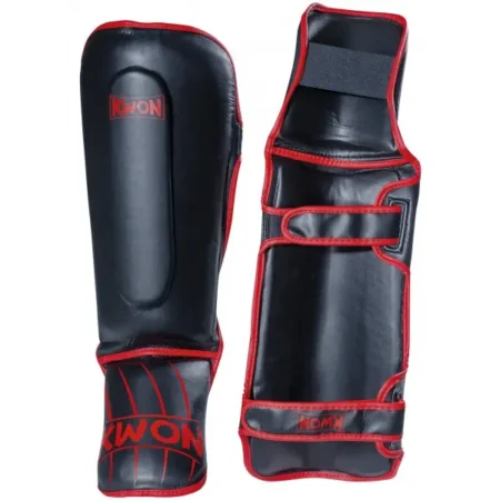 KWON – Schienbeinschutz mit Spann Scratch (schwarz-rot)