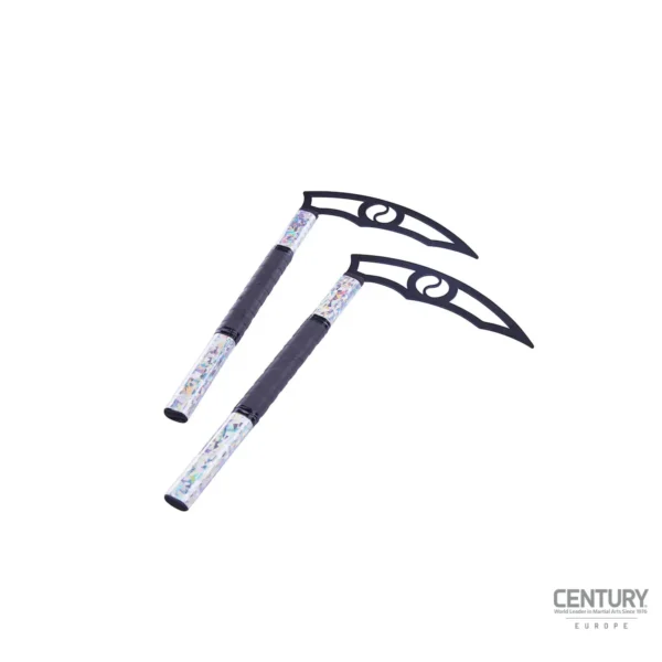 Century Kama Holographisches Eis Design - 2 Kamas liegend zeigen mit der Klinge nach rechts