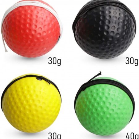 Kwon Reflexball Boxen - Ansicht der 4 Boxbälle rot (30g) schwarz (30g), gelb (30g) und grün (40g)