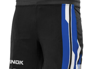 Punok Unisex Fight Shorts schwarz-blau-weiß - seitliche Vorderansicht