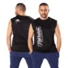 Fightnature Herren T-Shirt ärmellos schwarz - Vorder- und Rückansicht an einem Mann