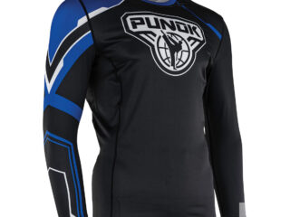 Punok - Unisex Langarm Kompressionsshirt schwarz-blau-weiß - Ansicht leicht seitlich von links