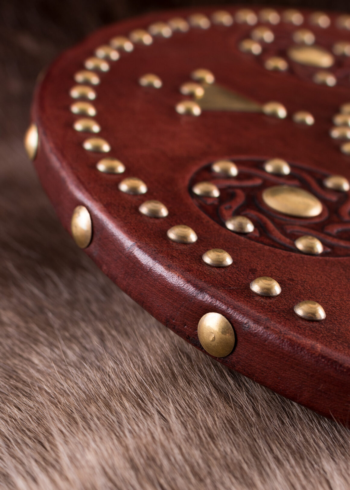 Mini-Targe - Schottischer Rundschild (Holz, Leder, Messing)