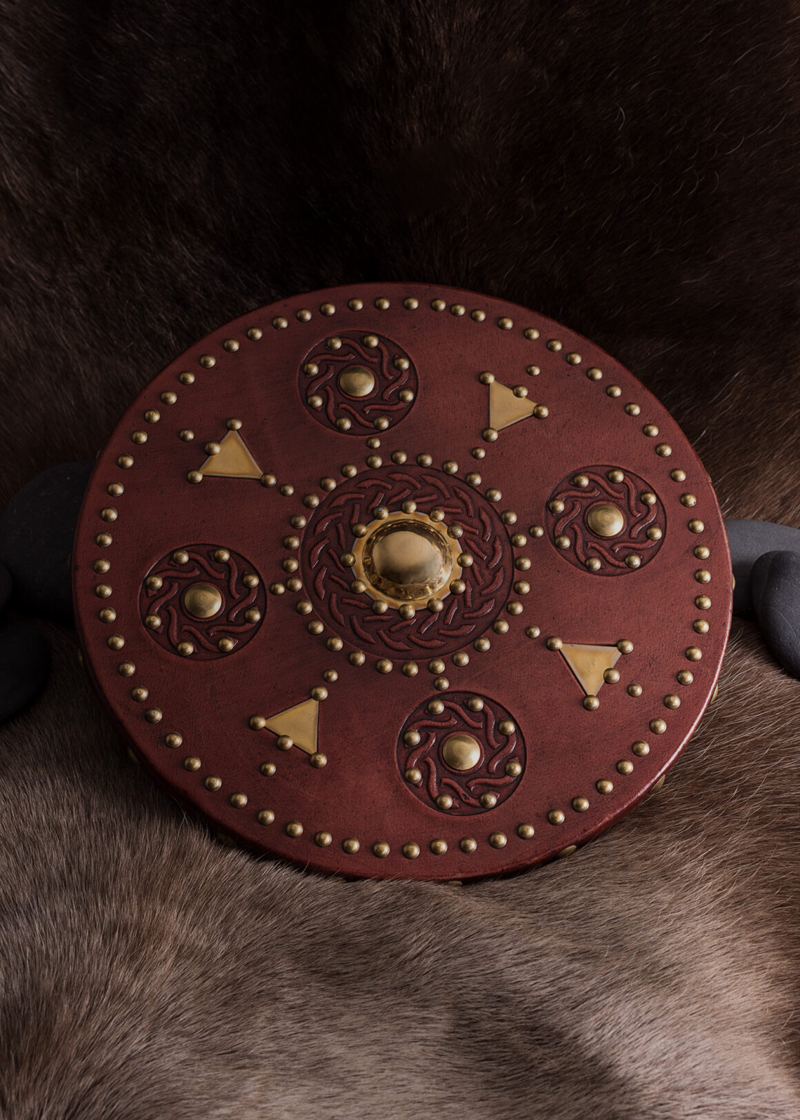 Mini-Targe - Schottischer Rundschild (Holz, Leder, Messing)