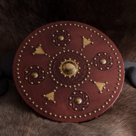 Mini-Targe - Schottischer Rundschild (Holz, Leder, Messing) – Bild 6