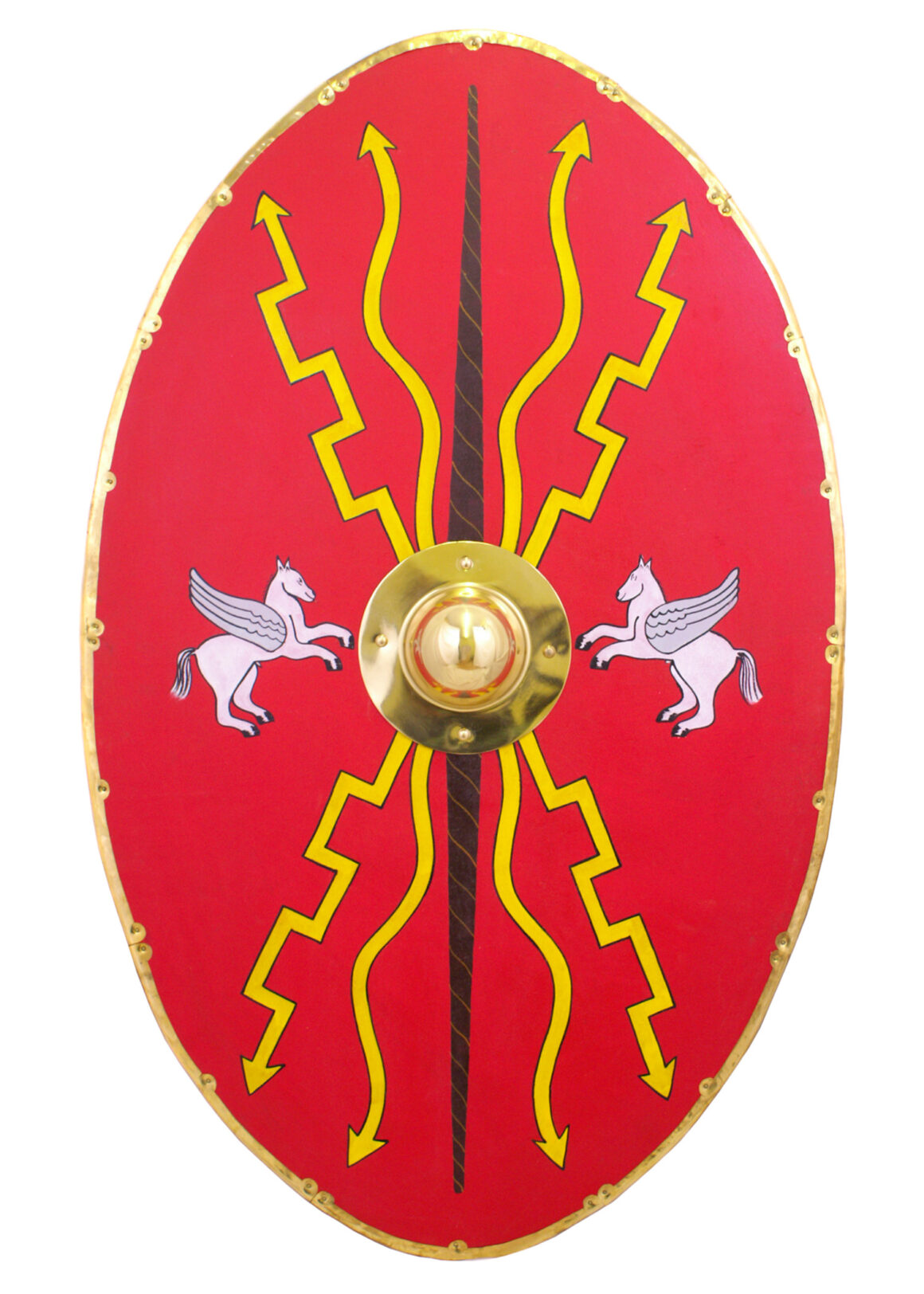 Zenturio Scutum mit Leinenüberzug, Schildbuckel (Holz)