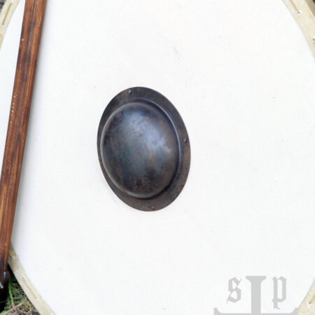 Wikinger Rundschild mit Eisenbuckel zum Selbstbemalen (Holz) – Bild 3