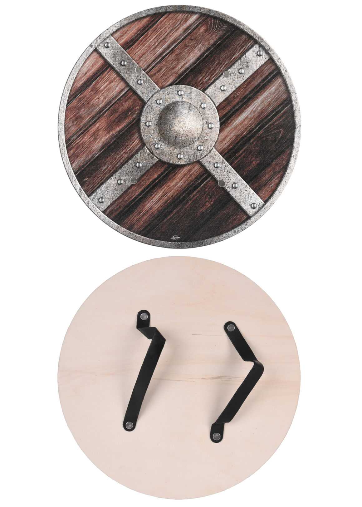 battle merchant Kinder Rundschild aus Holz ca. 40 cm - Vorder- und Rückseite