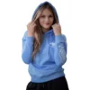 Fightnature Damen Hoodie blau - Vorderansicht an junger Frau