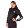 Fightnature Damen Hoodie schwarz - Vorderansicht an junger Frau