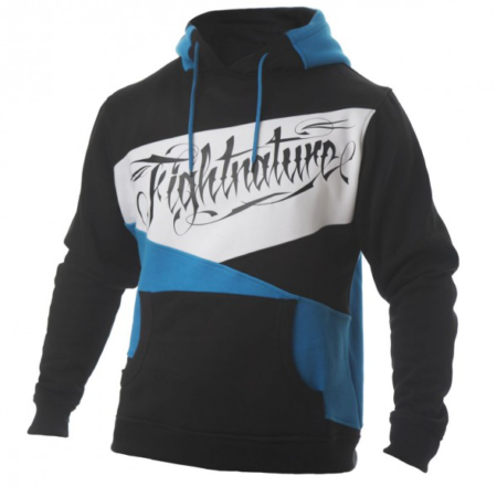 Fightnature Hoody schwarz-blau - Vorderansicht leicht seitlich rechts