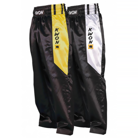 KWON CLUBLINE – Satinhose (schwarz-gold/weiß)