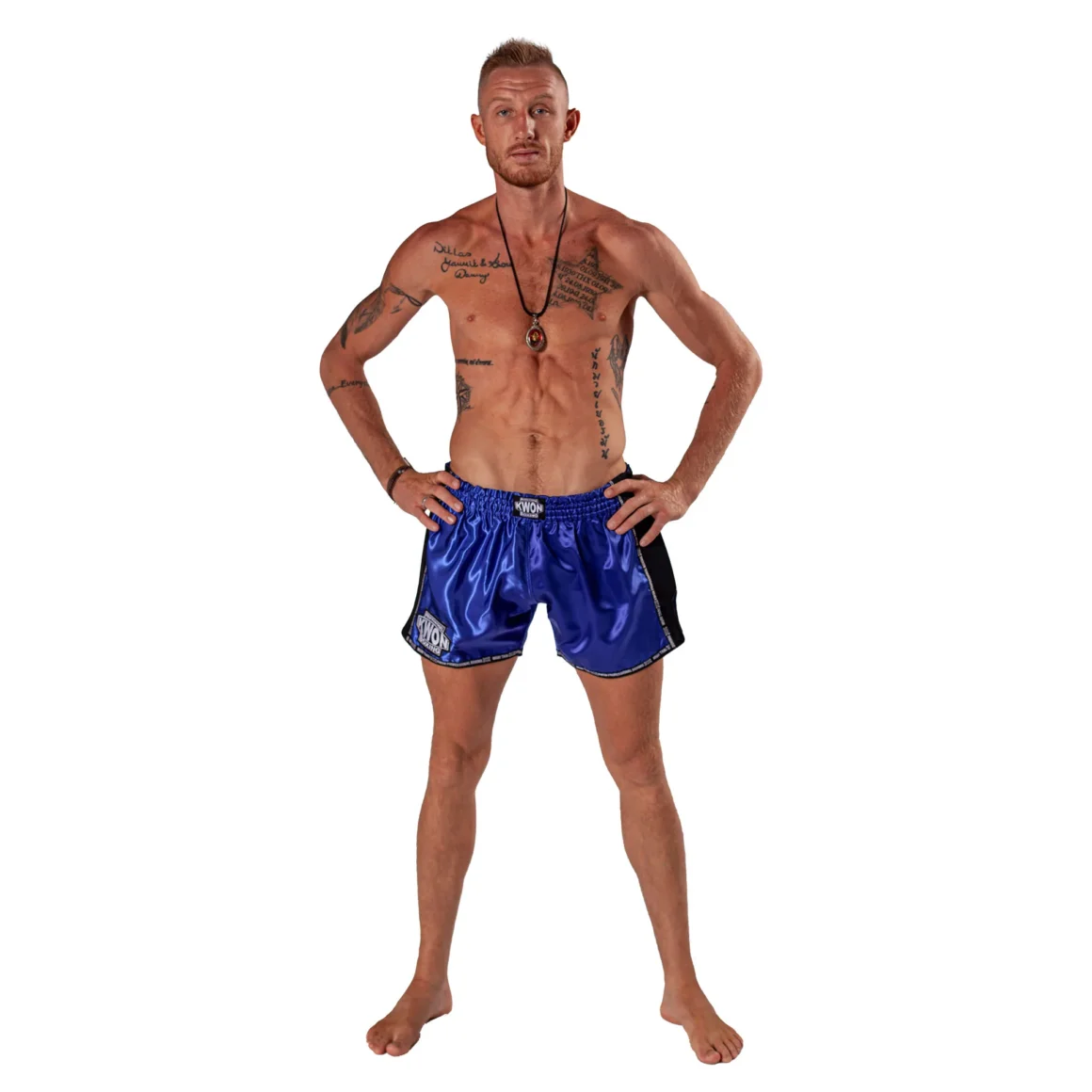 Kwon Professional Boxing Thai Kick Box Shorts Evolution blau - Ansicht an Kampfsportler