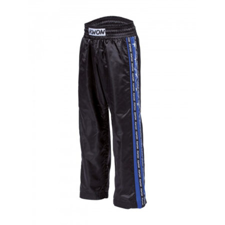 Kwon Satinhose Profi Design schwarz-blau - Vorderansicht