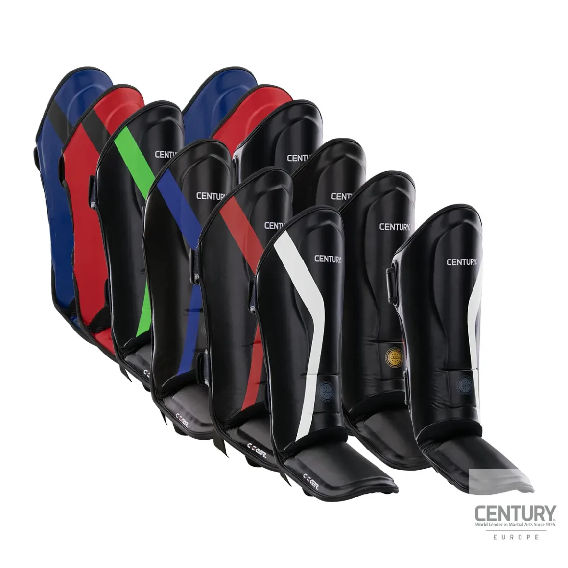 Century Schienbein Spannschutz C-Gear Determination alle Farben schwarz-weiß/blau/rot/grün - Vorderansicht