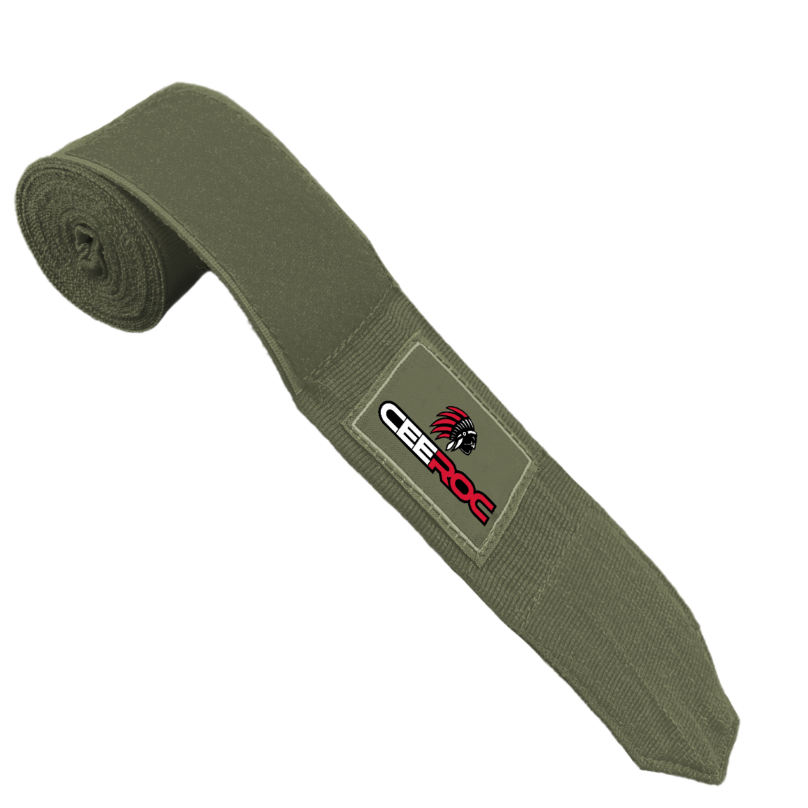 Ceeroc Boxbandagen olive - Ansicht leicht aufgerollt mit Logo