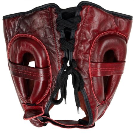 CEEROC Vintage Sparring Leder Kopfschutz rot - Rückansicht