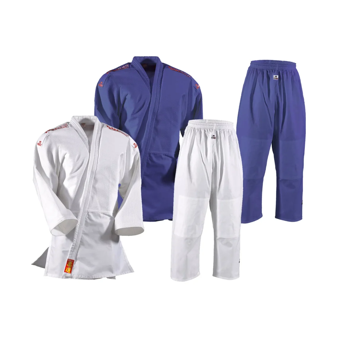Danrho Judoanzug Yamanashi mit Schulterstreifen blau, weiß - Vorderansicht