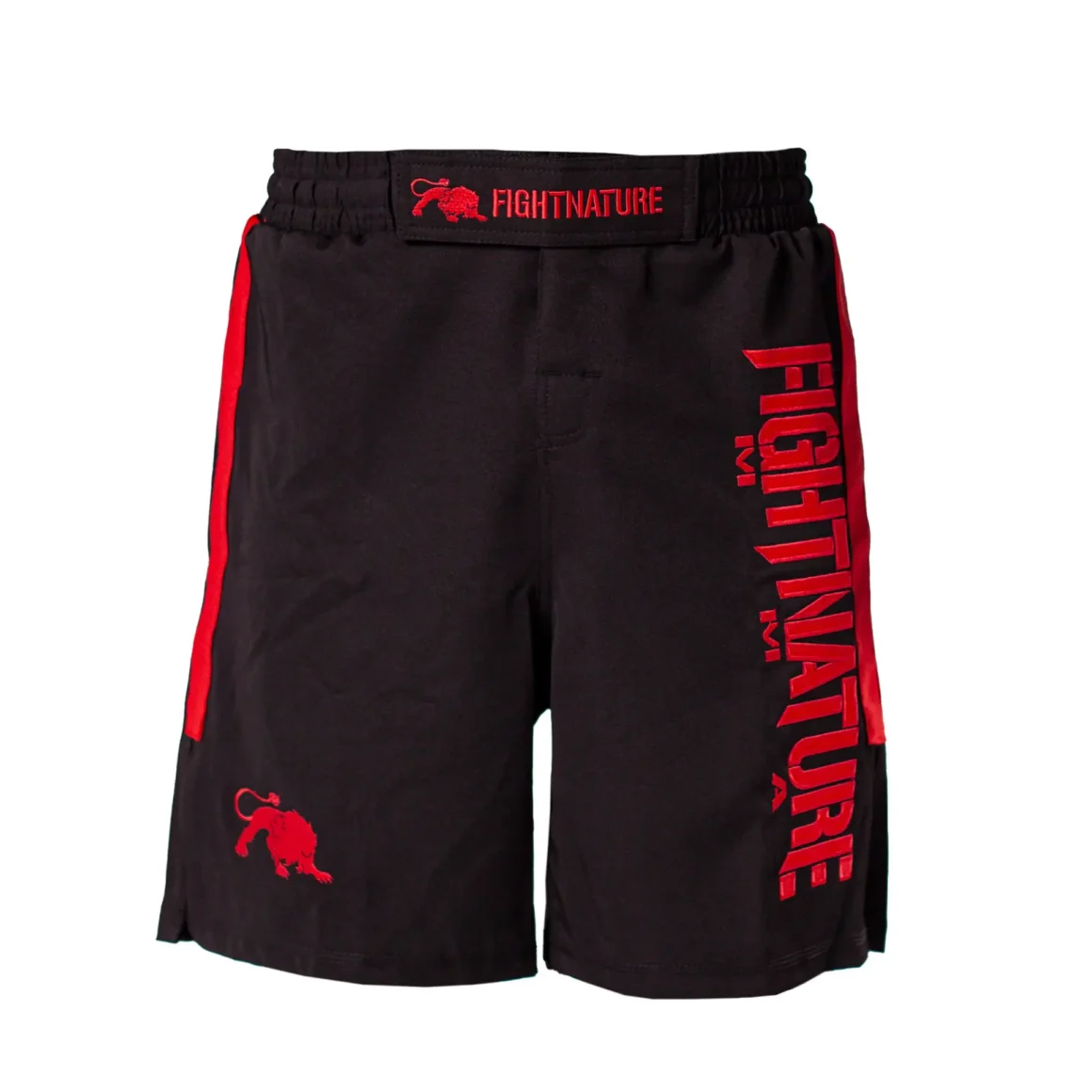 Fightnature MMA Cage Shorts schwarz-rot - Vorderansicht