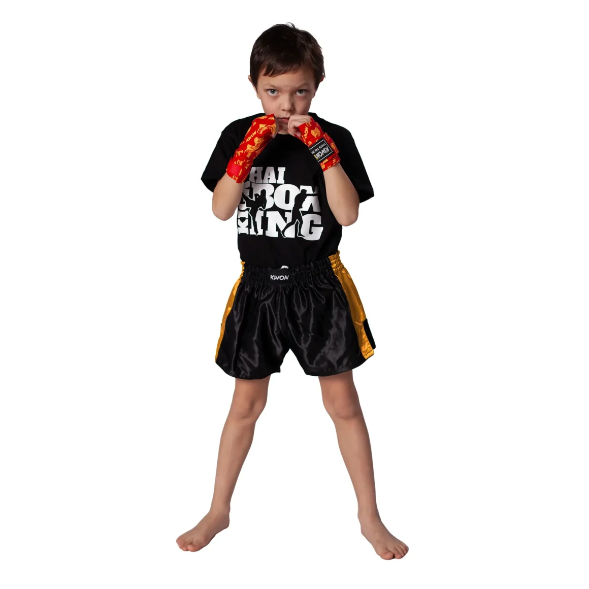 Kwon Clubline Thai Shorts schwarz-gold - Ansicht an Kind