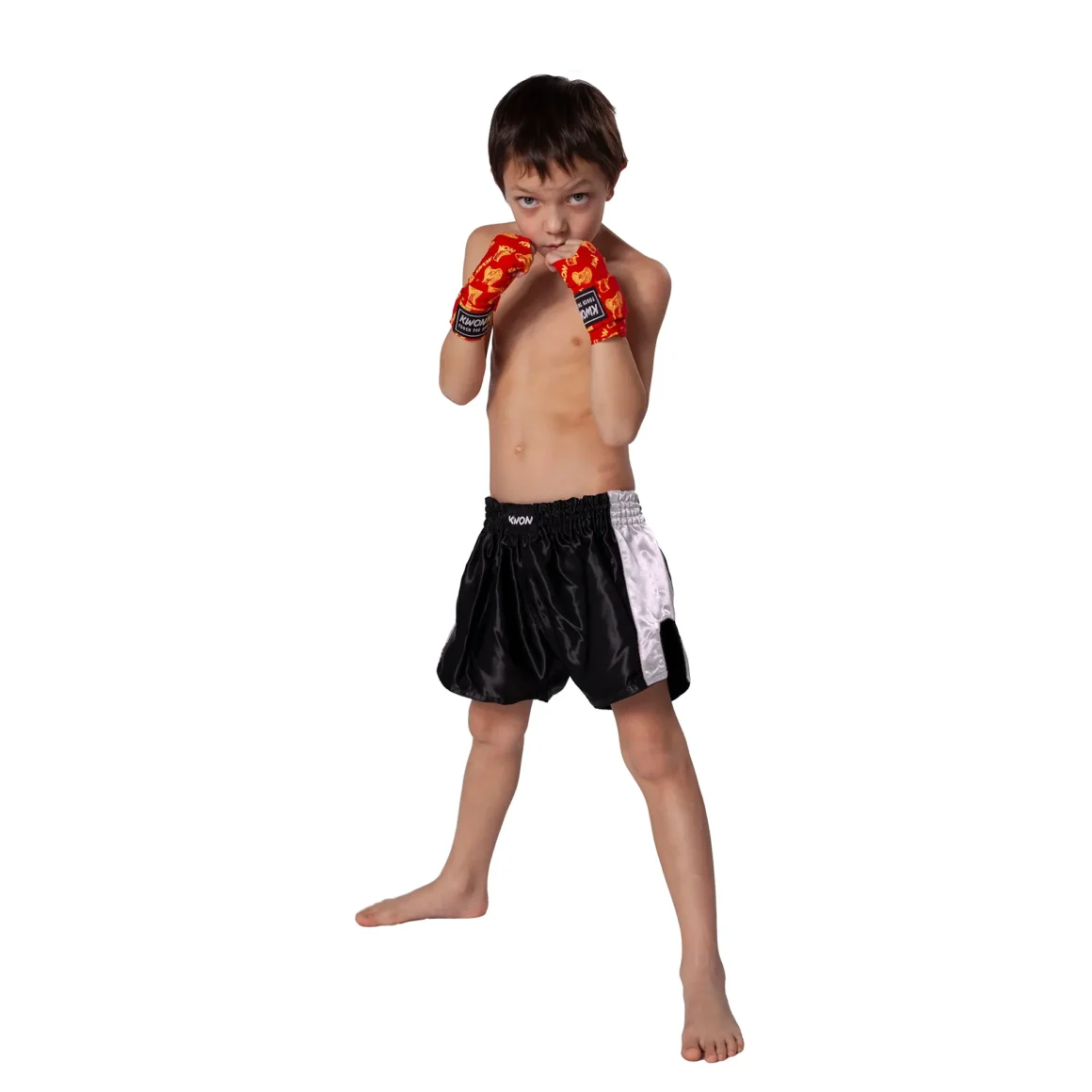 Kwon Clubline Thai Shorts schwarz-weiß - Ansicht an Kind