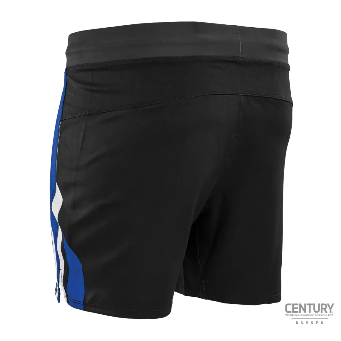 Punok Unisex Fight Shorts schwarz-blau-weiß - seitliche Rückansicht von links