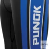 Punok Unisex Kompressionshosen schwarz-blau-weiß - Nahaufnahme Seitenansicht Punok Logo