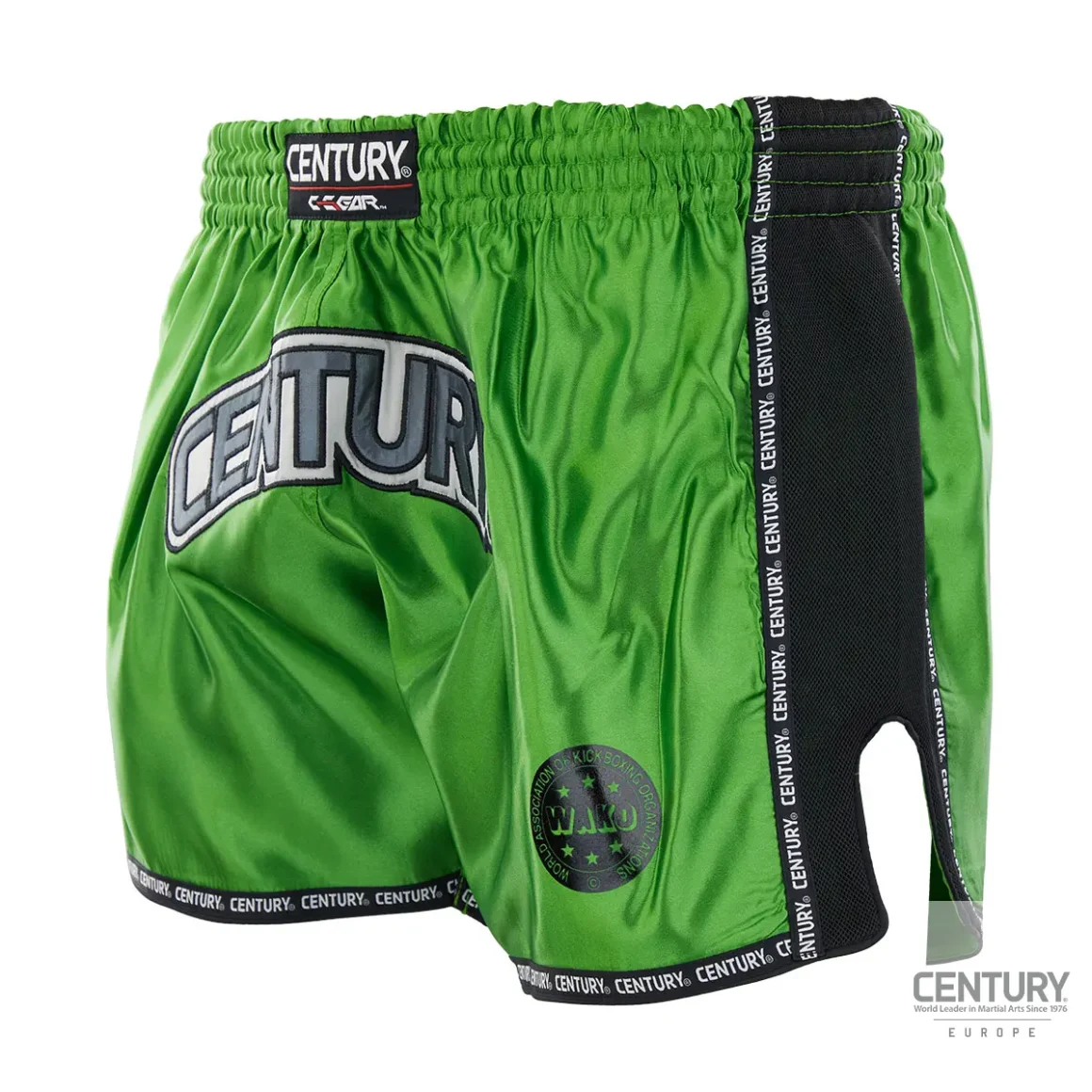 Century Wako C-Gear K1 Muay Thai Wettkampf Shorts schwarz-grün – seitliche Ansicht rechts