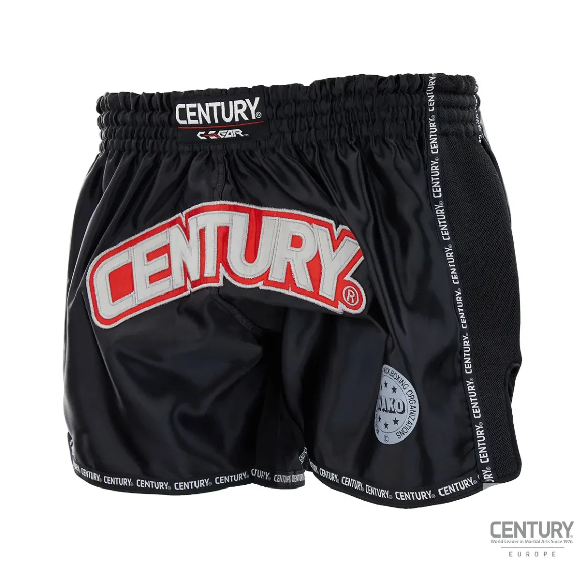 Century Wako C-Gear K1 Muay Thai Wettkampf Shorts schwarz-weiß – seitliche Ansicht rechts