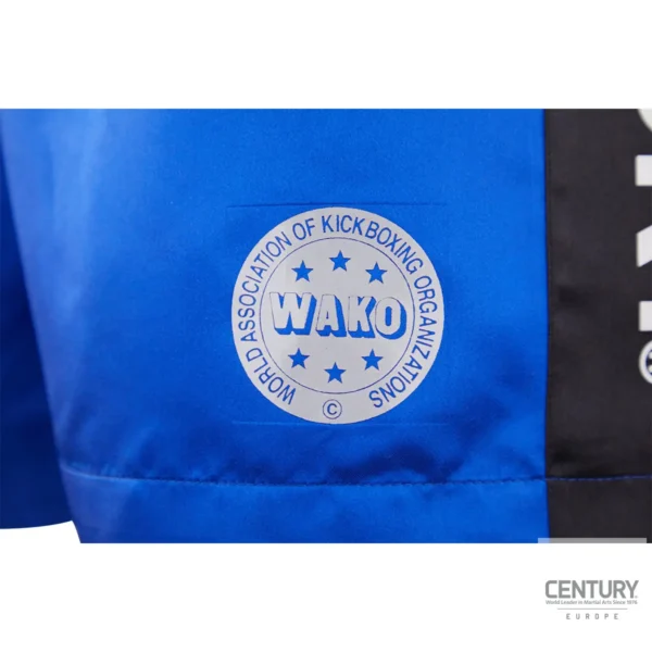 Century Wako C Gear Kickboxing Wettkampf Shorts blau-schwarz – WAKO Logo