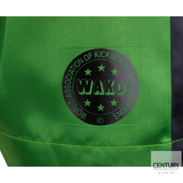 Century Wako C Gear Kickboxing Wettkampf Shorts schwarz-grün – WAKO Logo