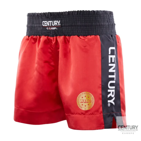 Century Wako C Gear Kickboxing Wettkampf Shorts rot-schwarz – Vorderseite von rechts