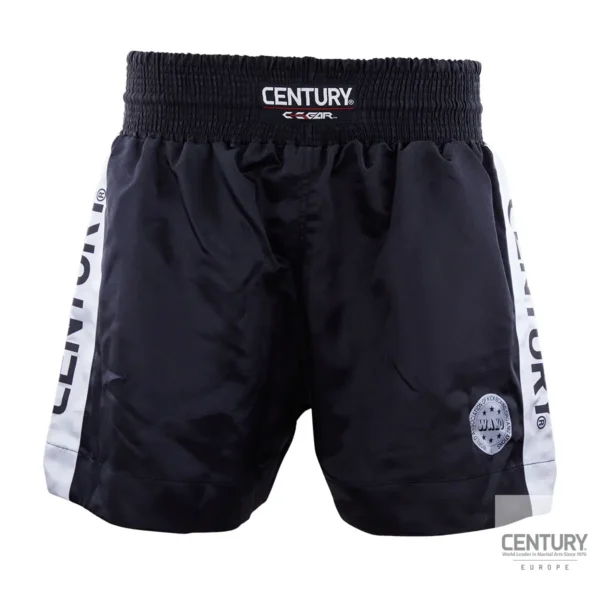 Century Wako C Gear Kickboxing Wettkampf Shorts schwarz-weiß – Vorderansicht