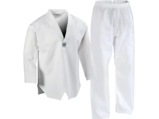 Century 7 oz. Mittelgewicht TKD Schüler Uniform weiß - Jacke und Hose Vorderansicht