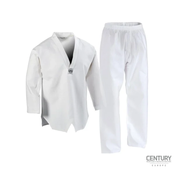 Century 7 oz. Mittelgewicht TKD Schüler Uniform weiß - Jacke und Hose Vorderansicht