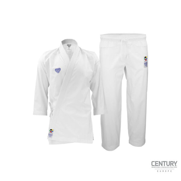 Punok WKF Kumite Gi weiße Schulter weiß - Jacke und Hose Vorderansicht