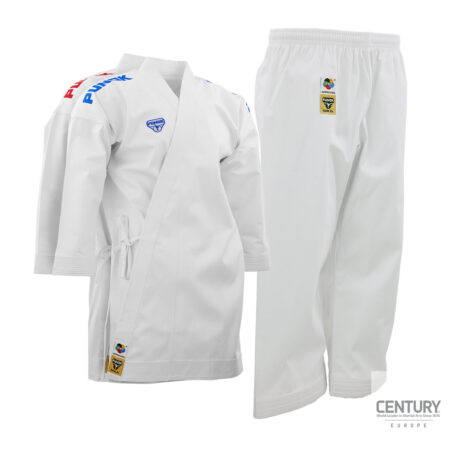 PUNOK – WKF Wettkampf Gold Kata Uniform 3er Set (weiß, 2 Jacken, 1 Hose)