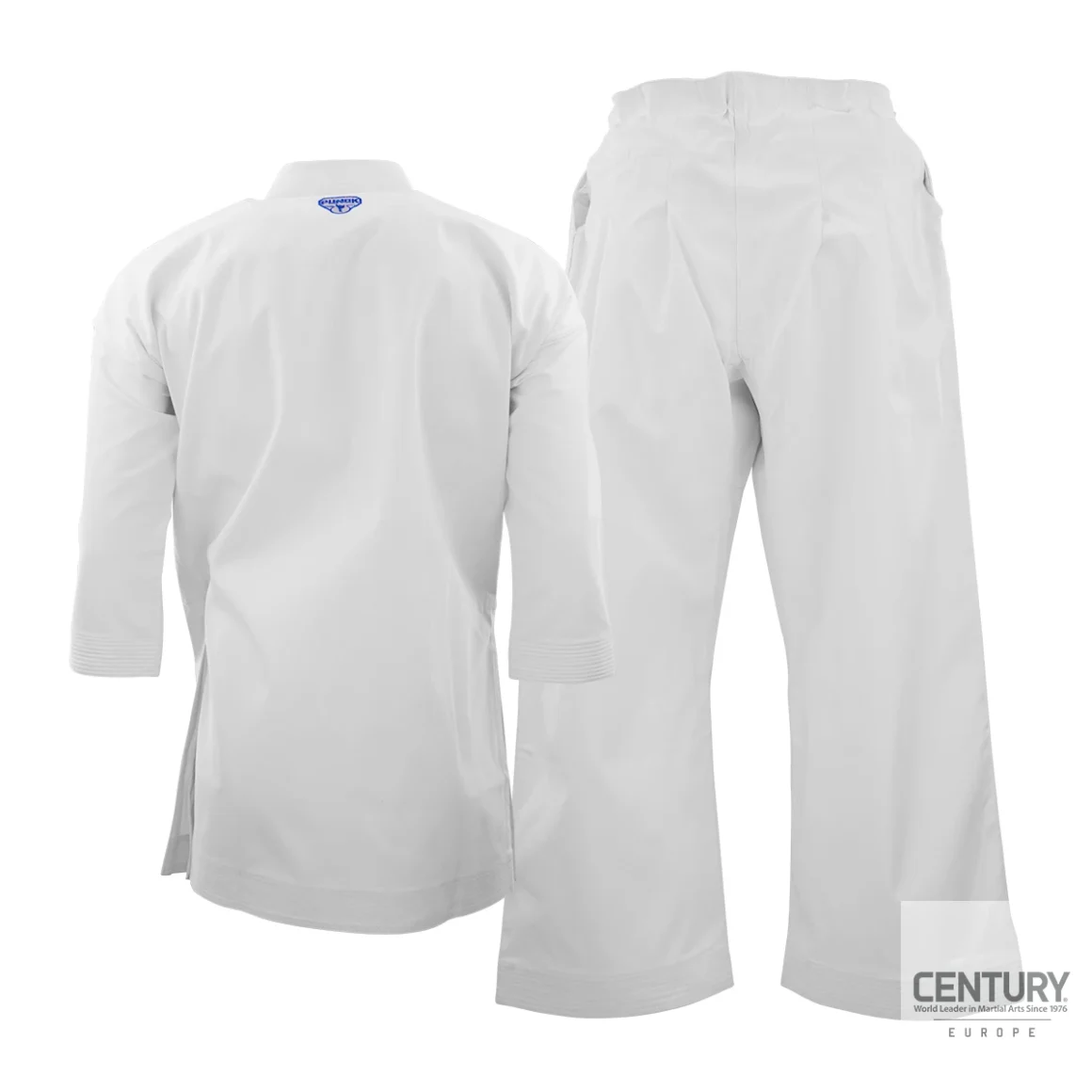 Punok WKF Wettkampf Gold Kata Uniform 3 Teile Set weiß - Jacke (blau) und 1 Hose Rückansicht