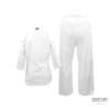 Punok WKF Wettkampf Kumite Uniform 3 Teile Set weiß - Jacke und Hose (blau Logo) Rückansicht