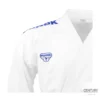 Punok WKF Wettkampf Kumite Uniform 3 Teile Set weiß - Jacke Schulter Logo (blau) Ansicht